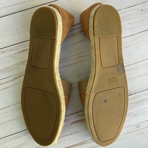Eileen Fisher D'Orsey Espadrille Tan Leather Summer Casual Shoes Size 10 - Picture 6 of 8